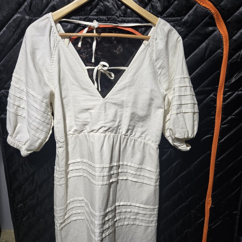 7 For All Mankind Babydoll Mini Dress Size Small Off White Denim Western Boho